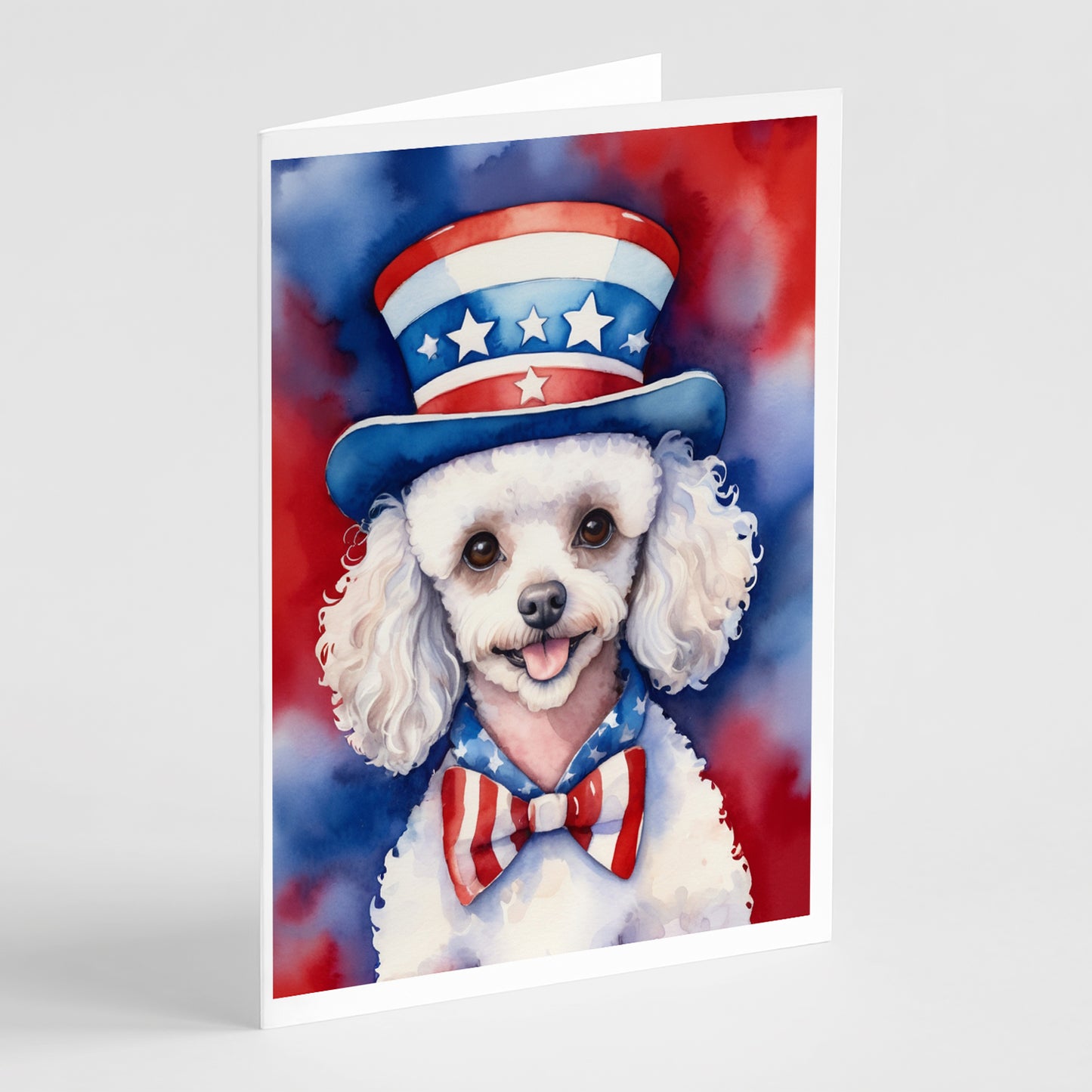 Buy this White Poodle Patriotic American Greeting Cards Pack of 8