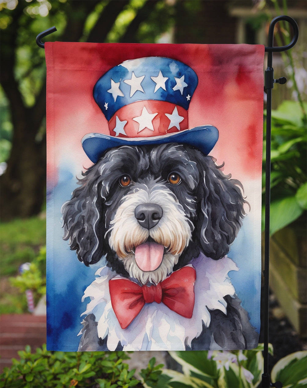 Portuguese Water Dog Patriotic American Garden Flag