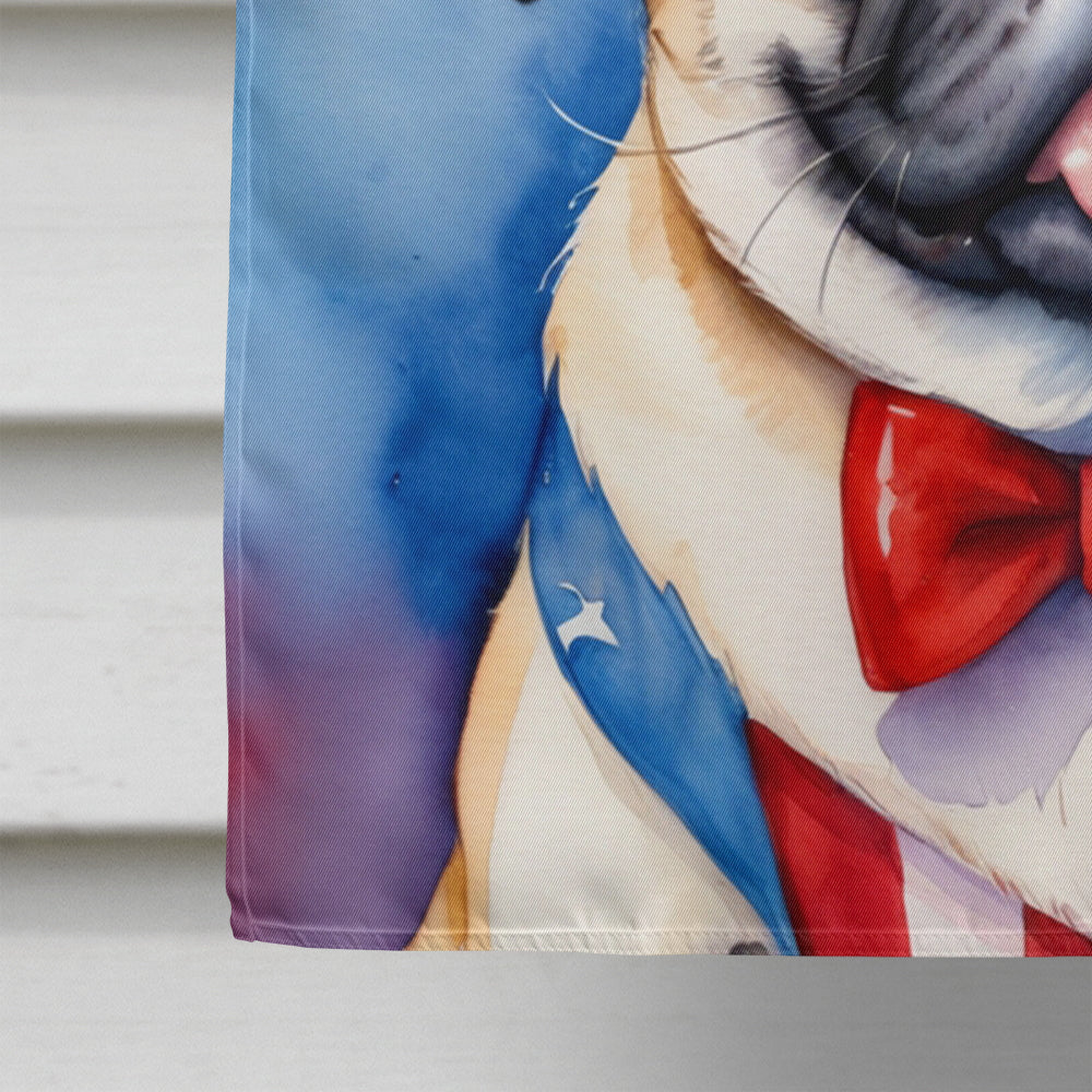 Pug Patriotic American House Flag