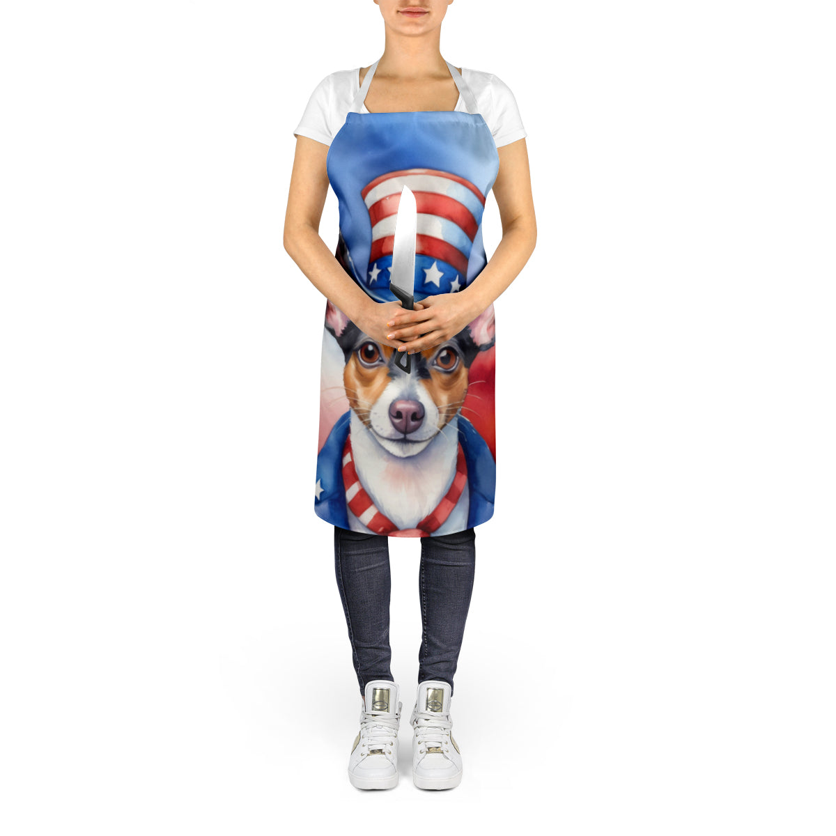 Rat Terrier Patriotic American Apron