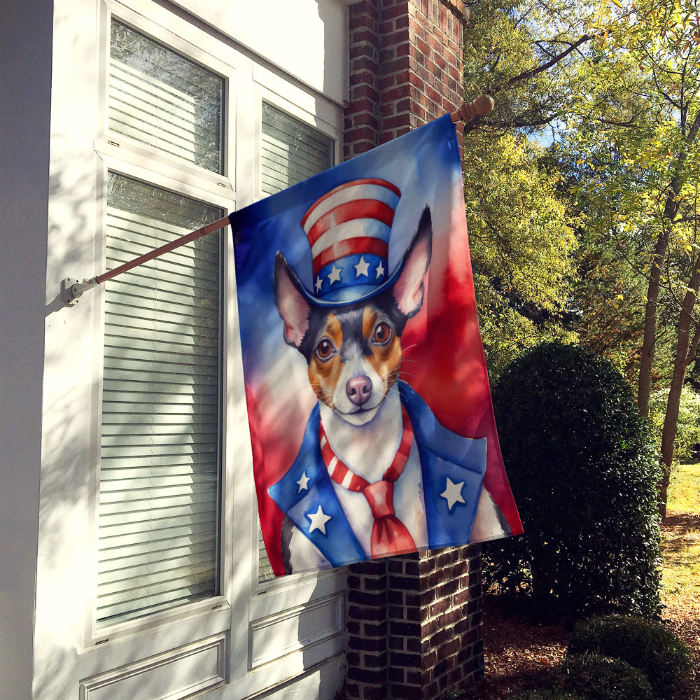 Rat Terrier Patriotic American House Flag