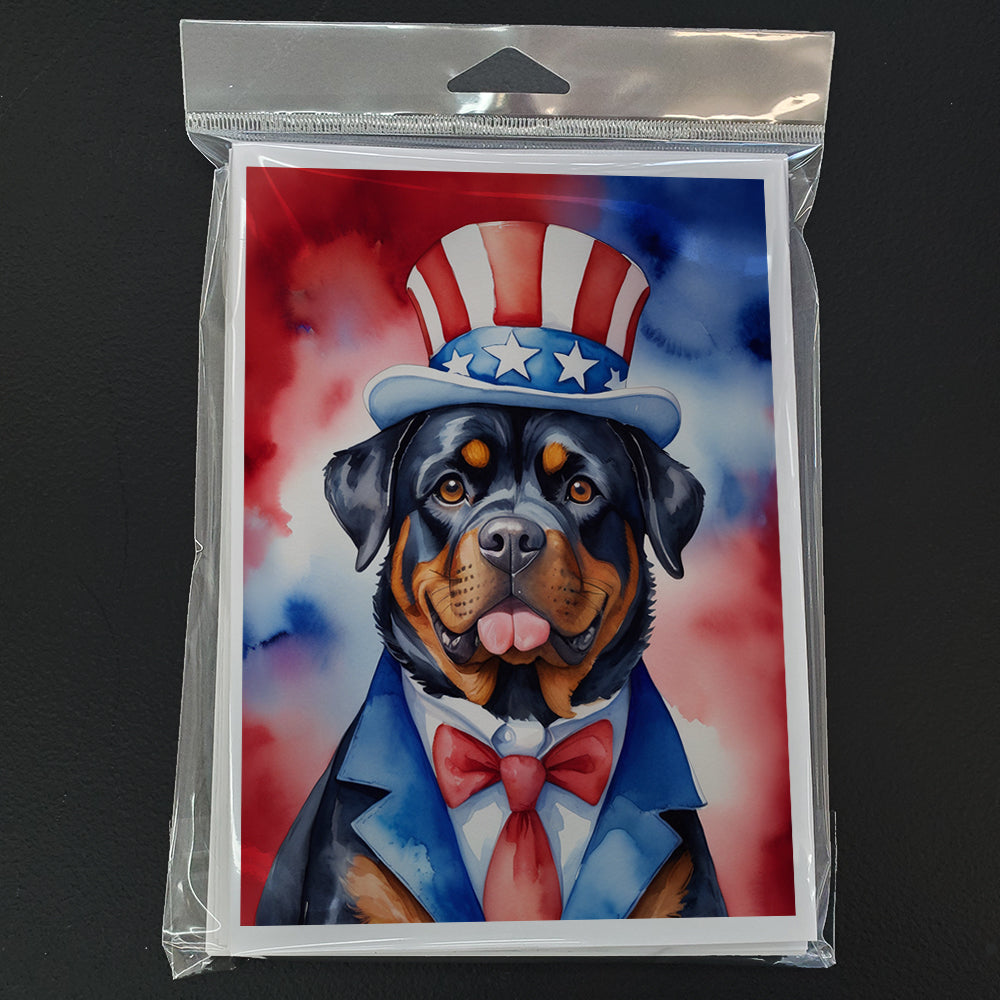 Rottweiler Patriotic American Greeting Cards Pack of 8