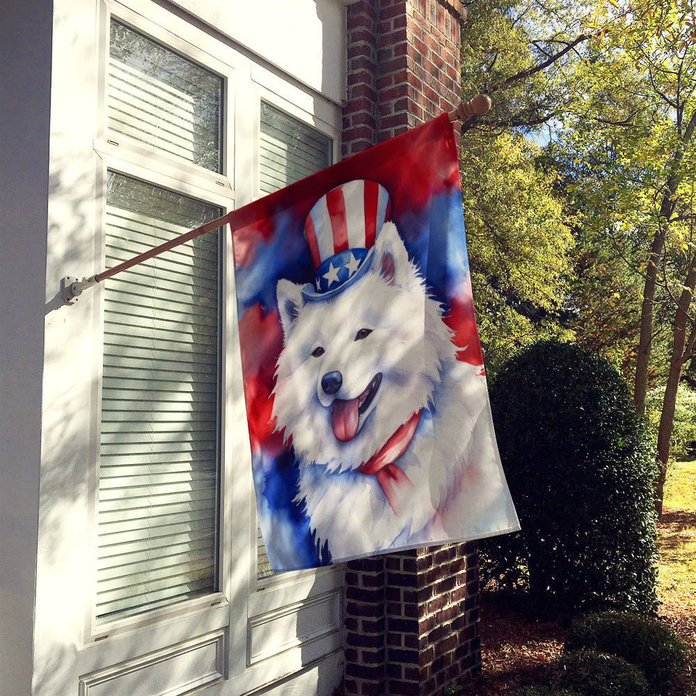 Samoyed Patriotic American House Flag