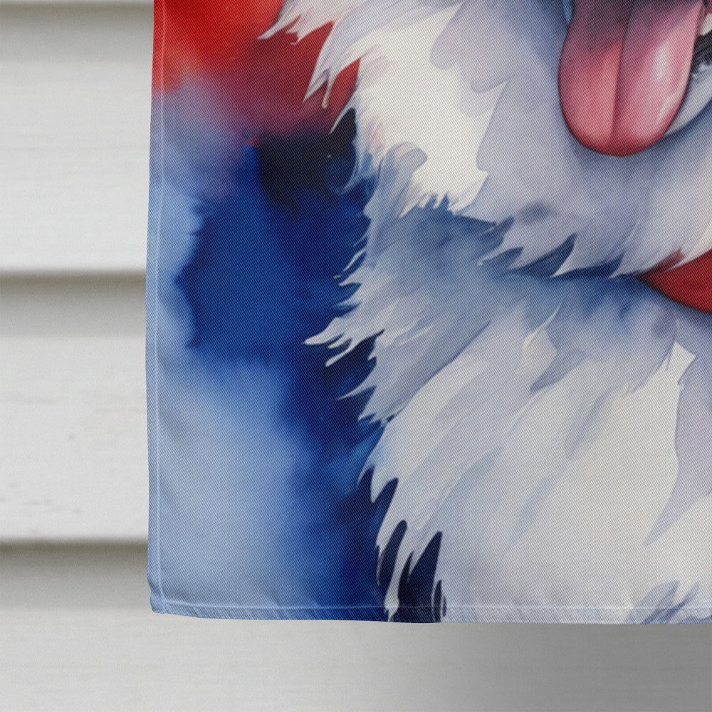 Samoyed Patriotic American House Flag