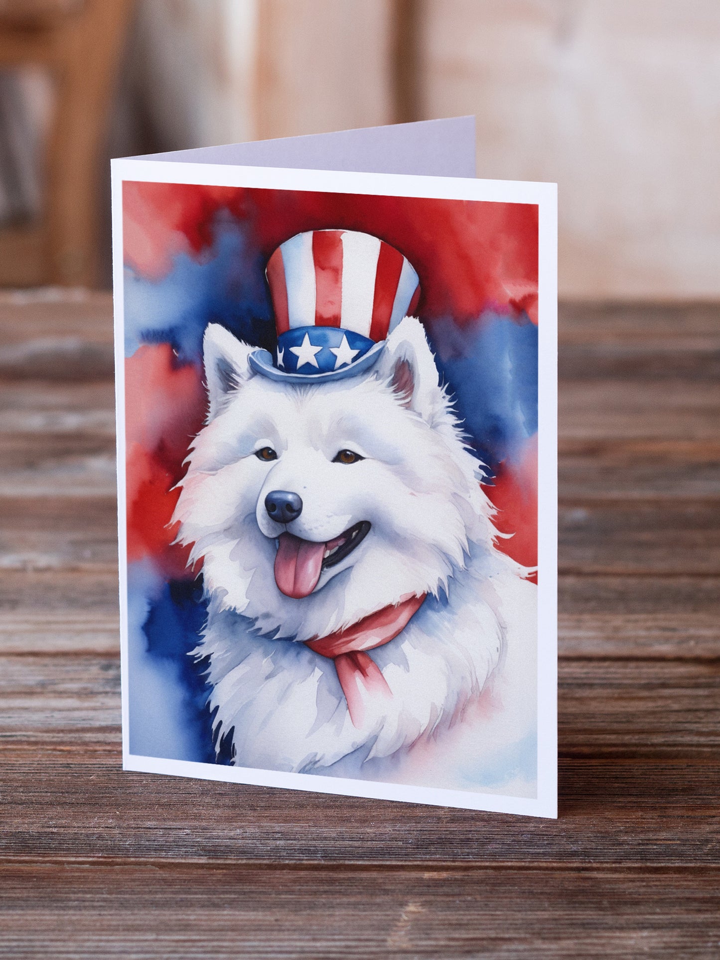 Samoyed Patriotic American Greeting Cards Pack of 8