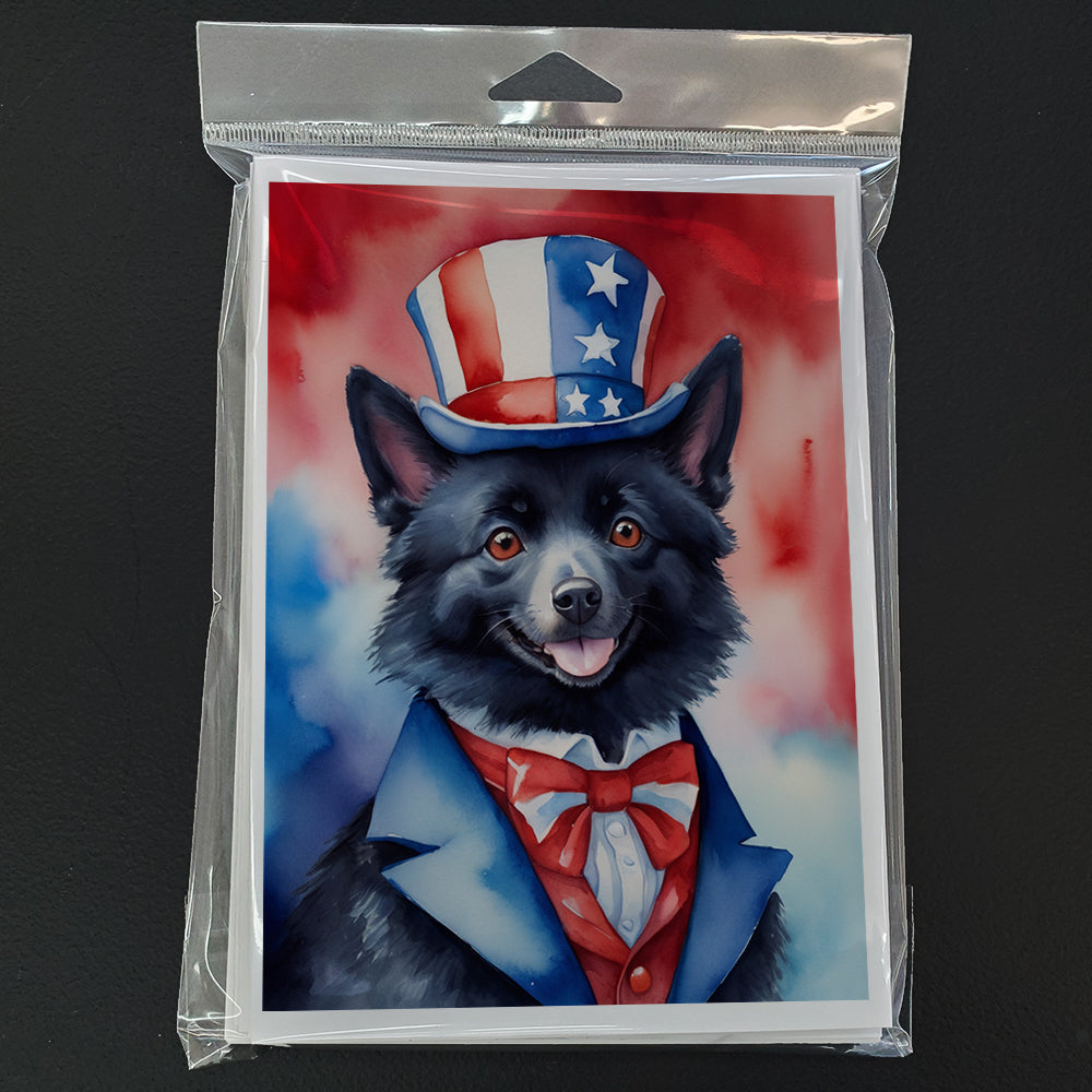 Schipperke Patriotic American Greeting Cards Pack of 8