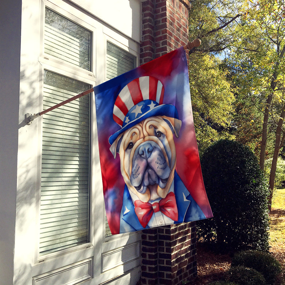 Shar Pei Patriotic American House Flag