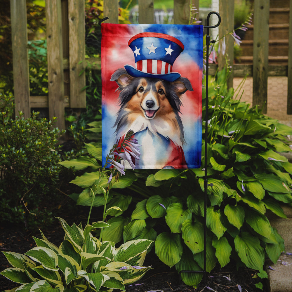 Sheltie Patriotic American Garden Flag