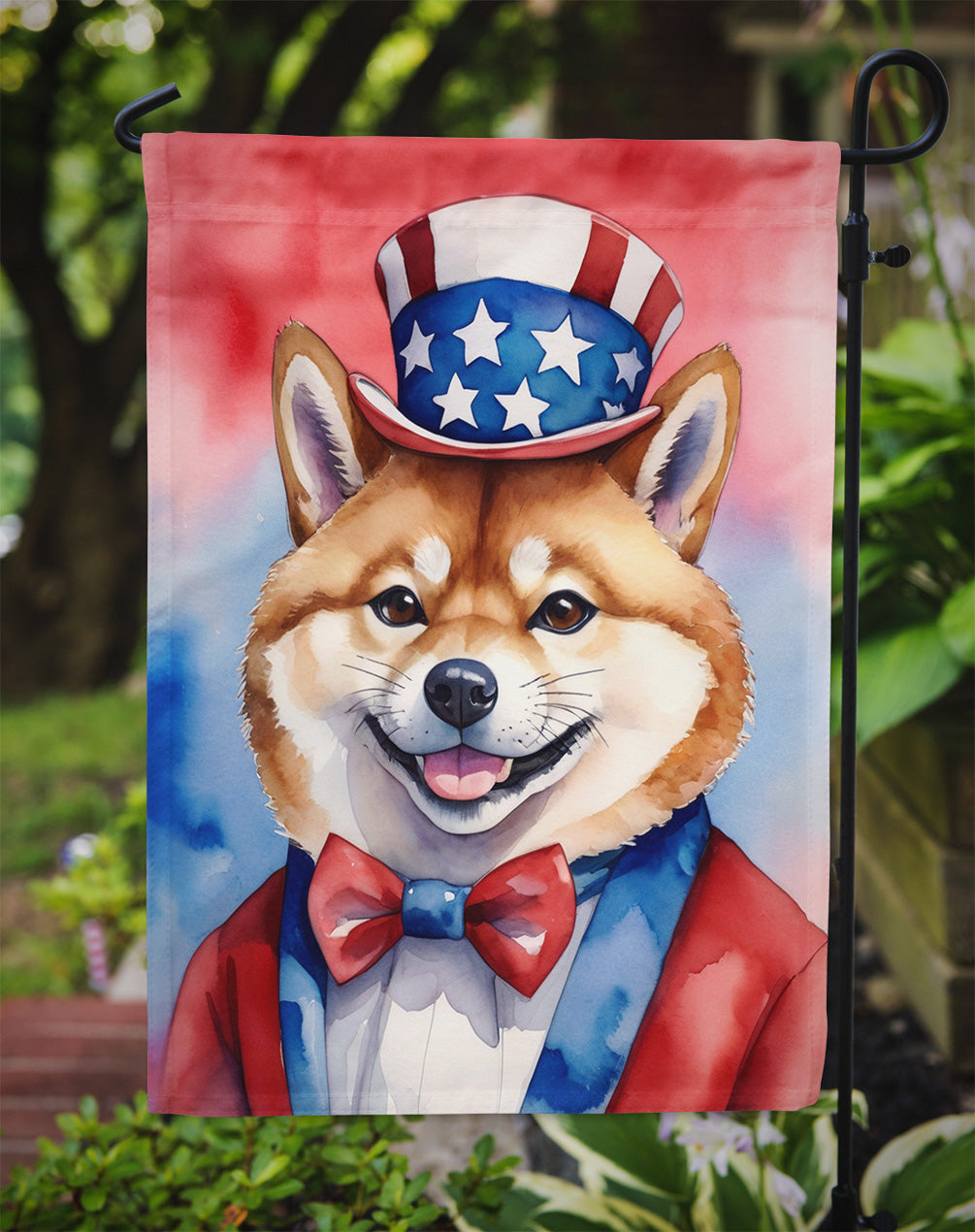 Shiba Inu Patriotic American Garden Flag