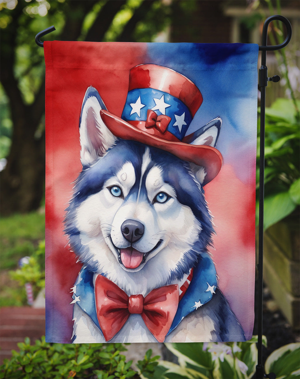 Siberian Husky Patriotic American Garden Flag