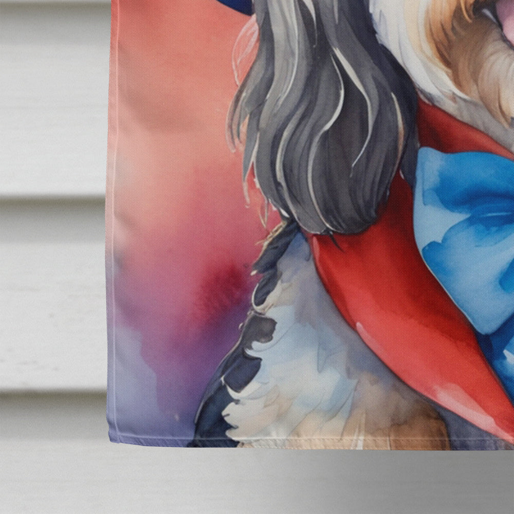 Tibetan Terrier Patriotic American House Flag