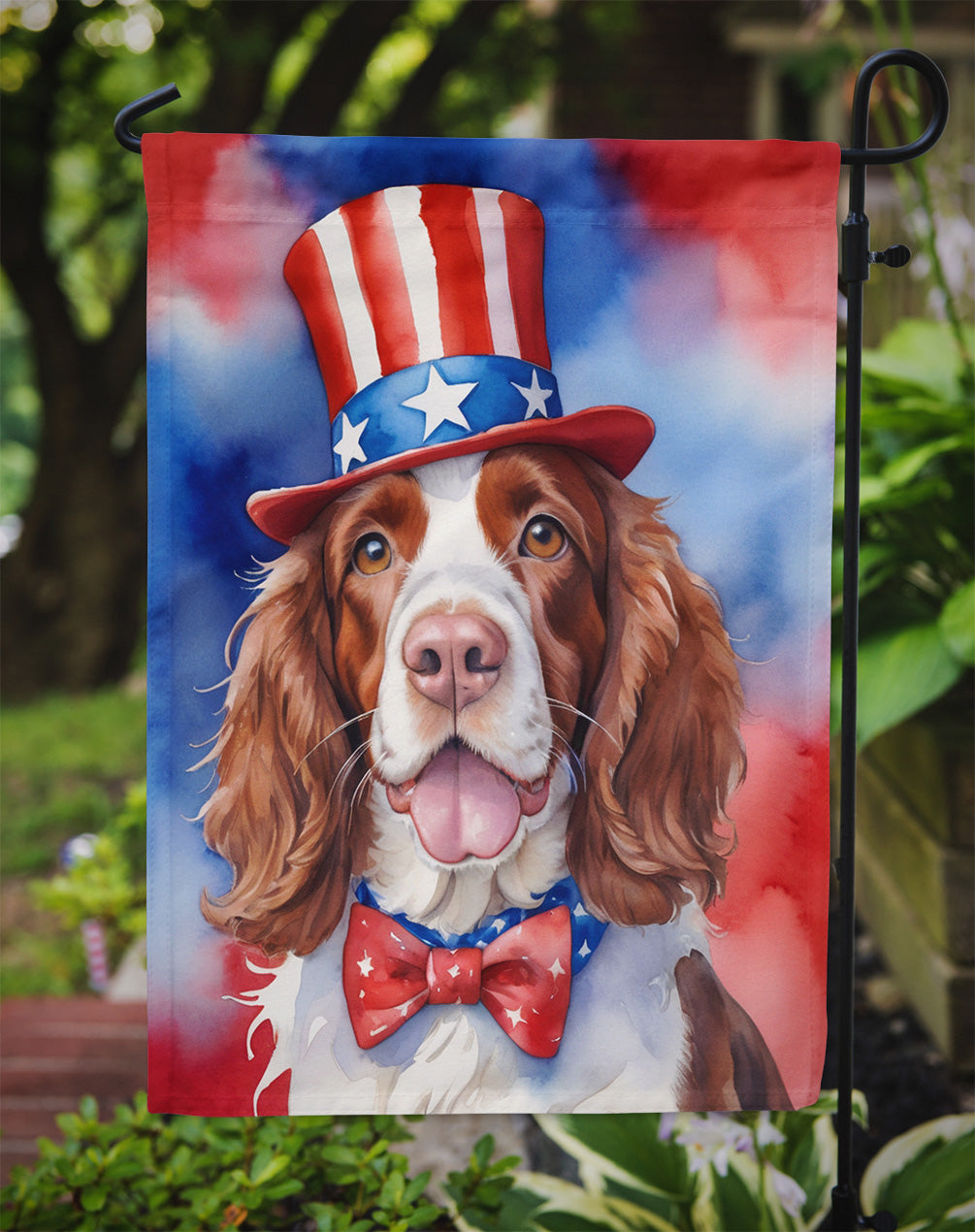 Welsh Springer Spaniel Patriotic American Garden Flag