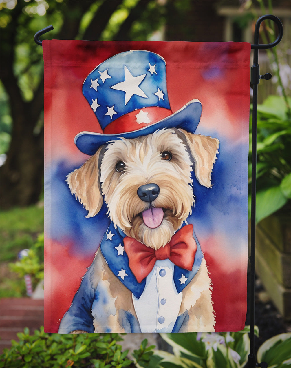 Wheaten Terrier Patriotic American Garden Flag