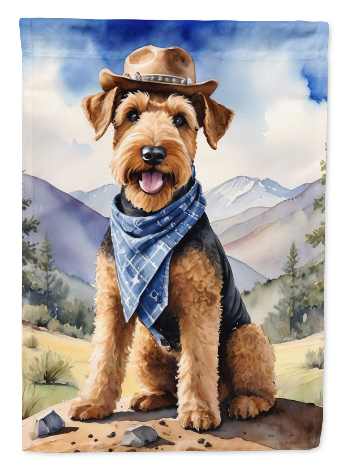 Buy this Airedale Terrier Cowboy Welcome House Flag