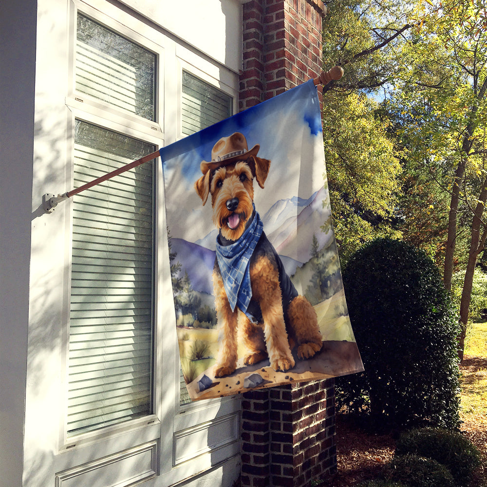 Airedale Terrier Cowboy Welcome House Flag