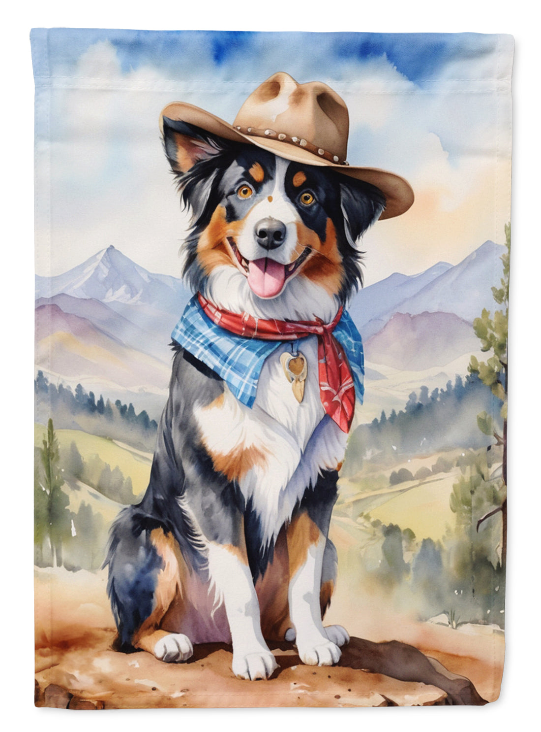 Buy this Australian Shepherd Cowboy Welcome House Flag