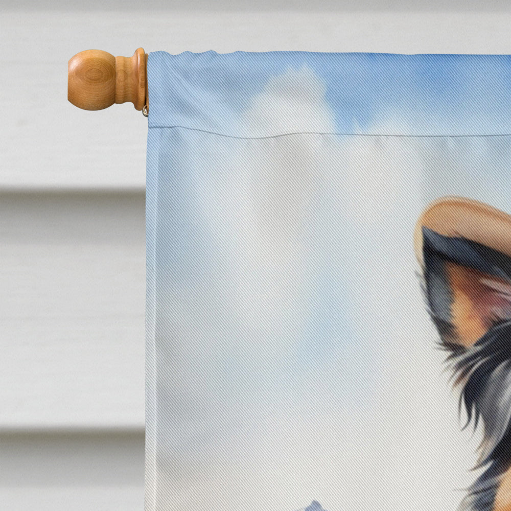 Australian Shepherd Cowboy Welcome House Flag