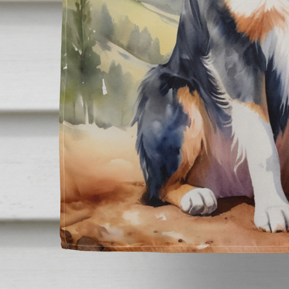 Australian Shepherd Cowboy Welcome House Flag