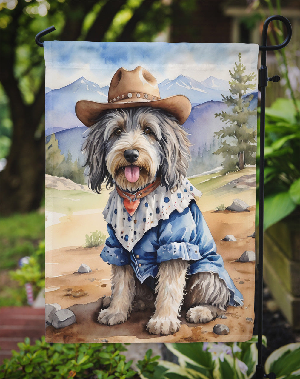 Bergamasco Sheepdog Cowboy Welcome Garden Flag