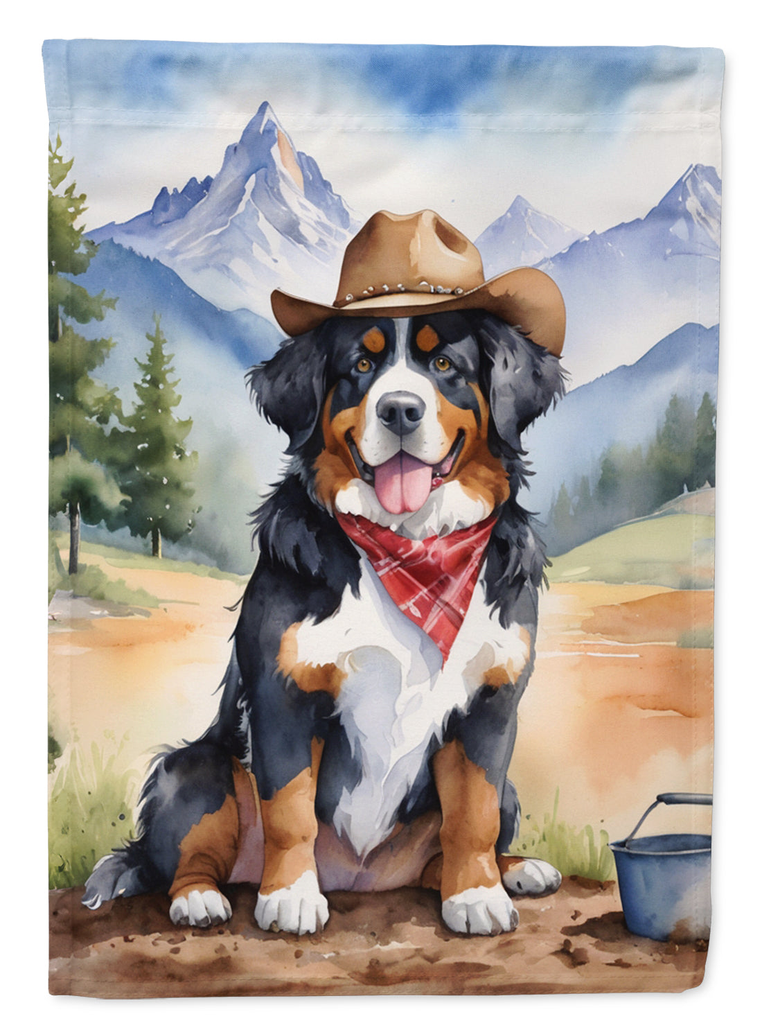 Buy this Bernese Mountain Dog Cowboy Welcome House Flag