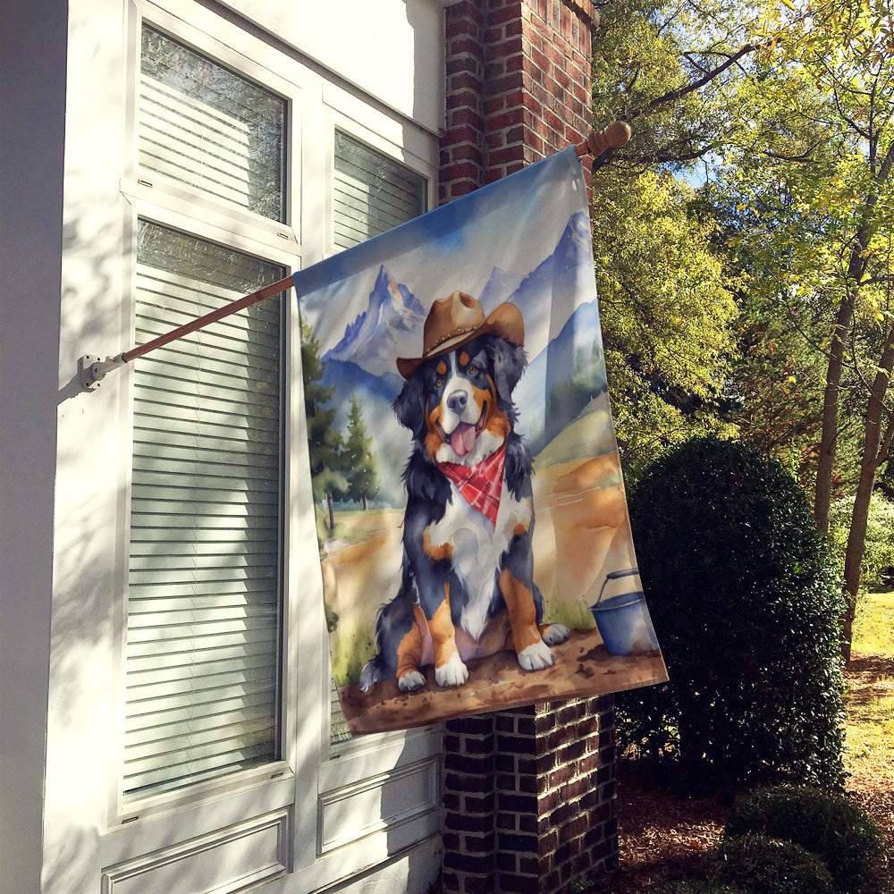 Bernese Mountain Dog Cowboy Welcome House Flag