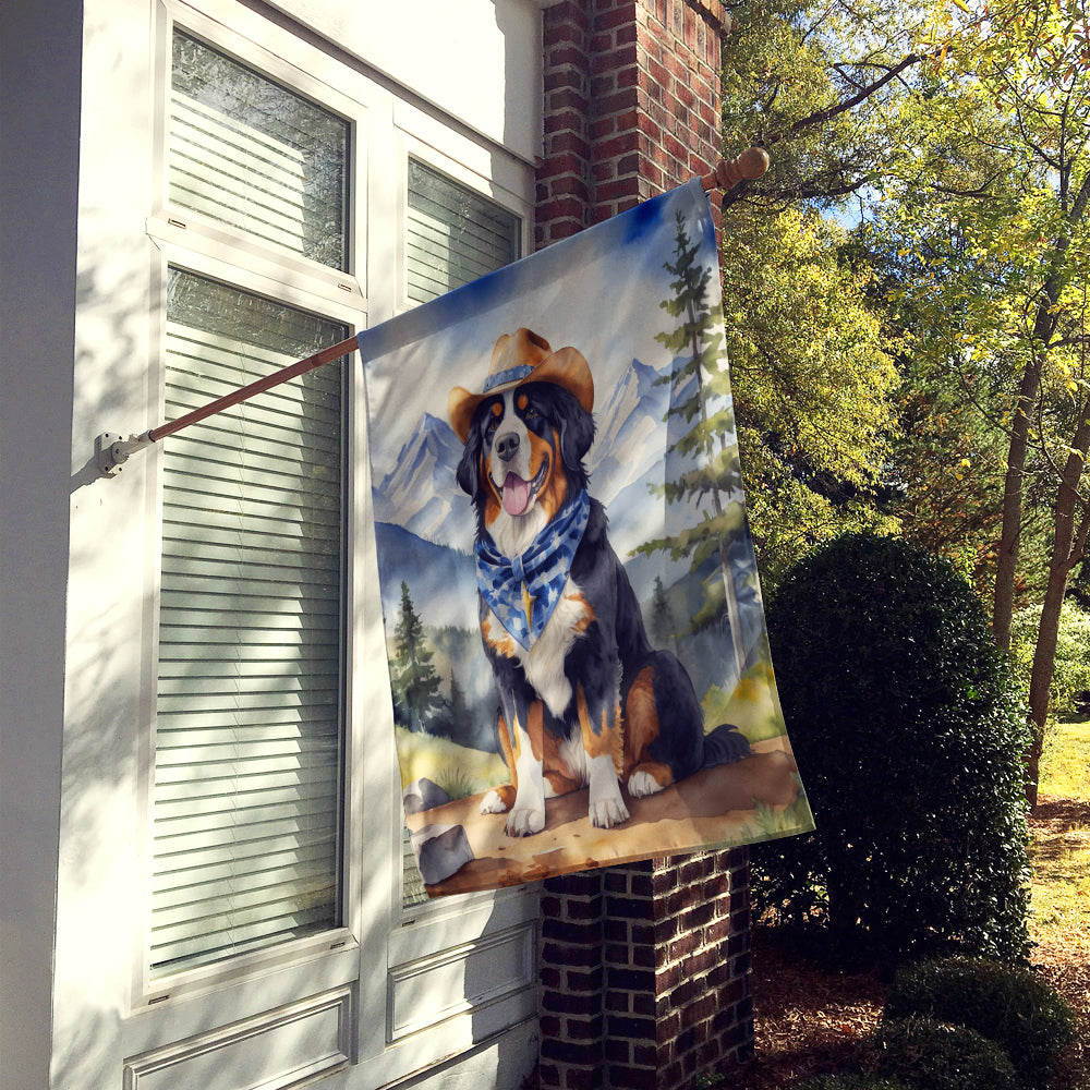 Bernese Mountain Dog Cowboy Welcome House Flag