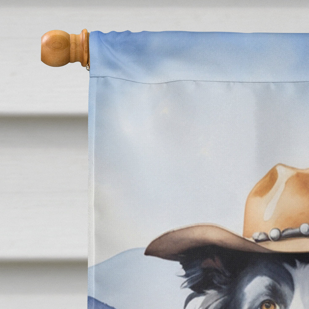 Border Collie Cowboy Welcome House Flag