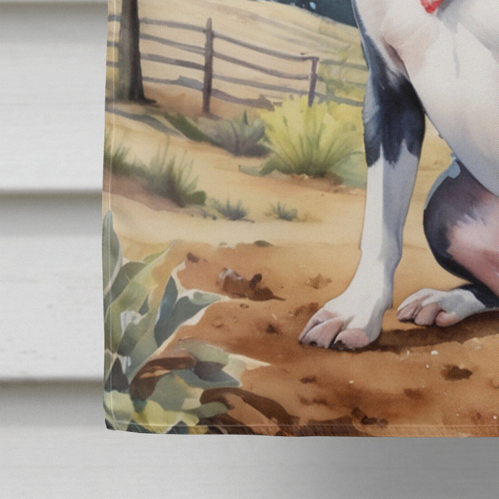 Boston Terrier Cowboy Welcome House Flag