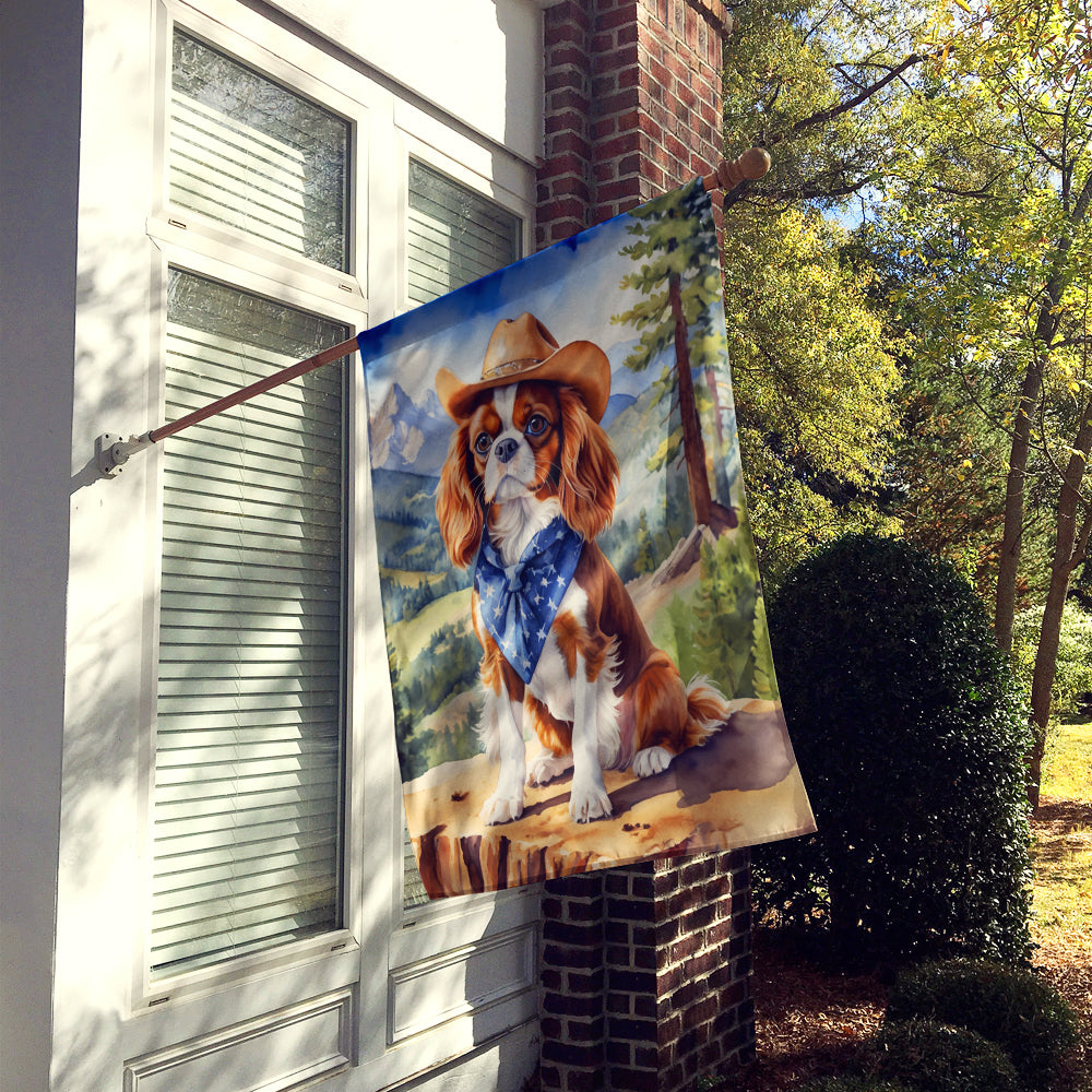 Cavalier Spaniel Cowboy Welcome House Flag