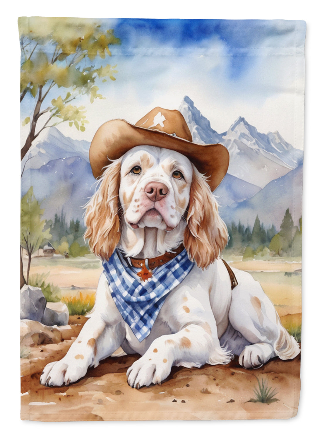 Buy this Clumber Spaniel Cowboy Welcome House Flag