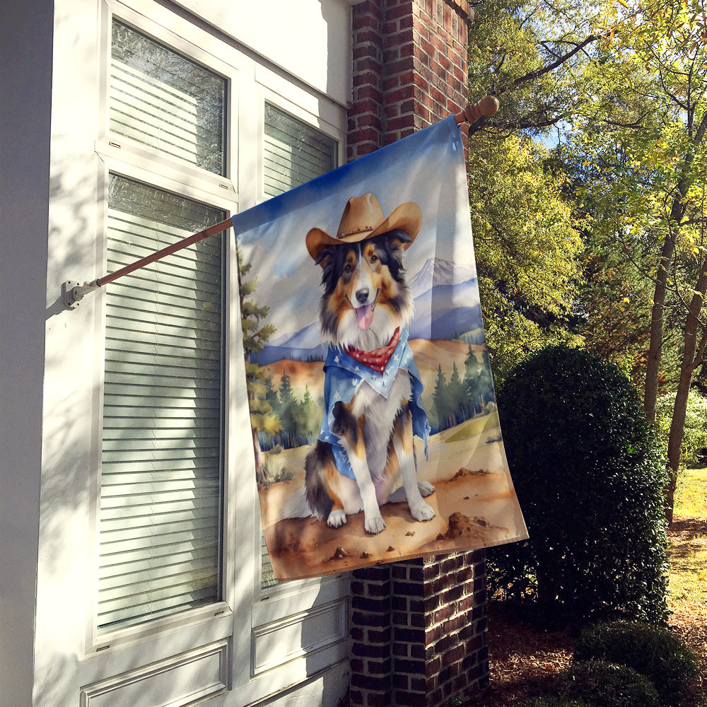 Collie Cowboy Welcome House Flag