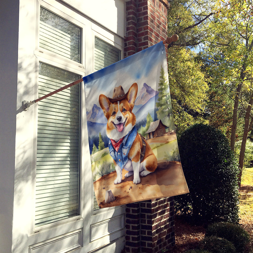 Corgi Cowboy Welcome House Flag