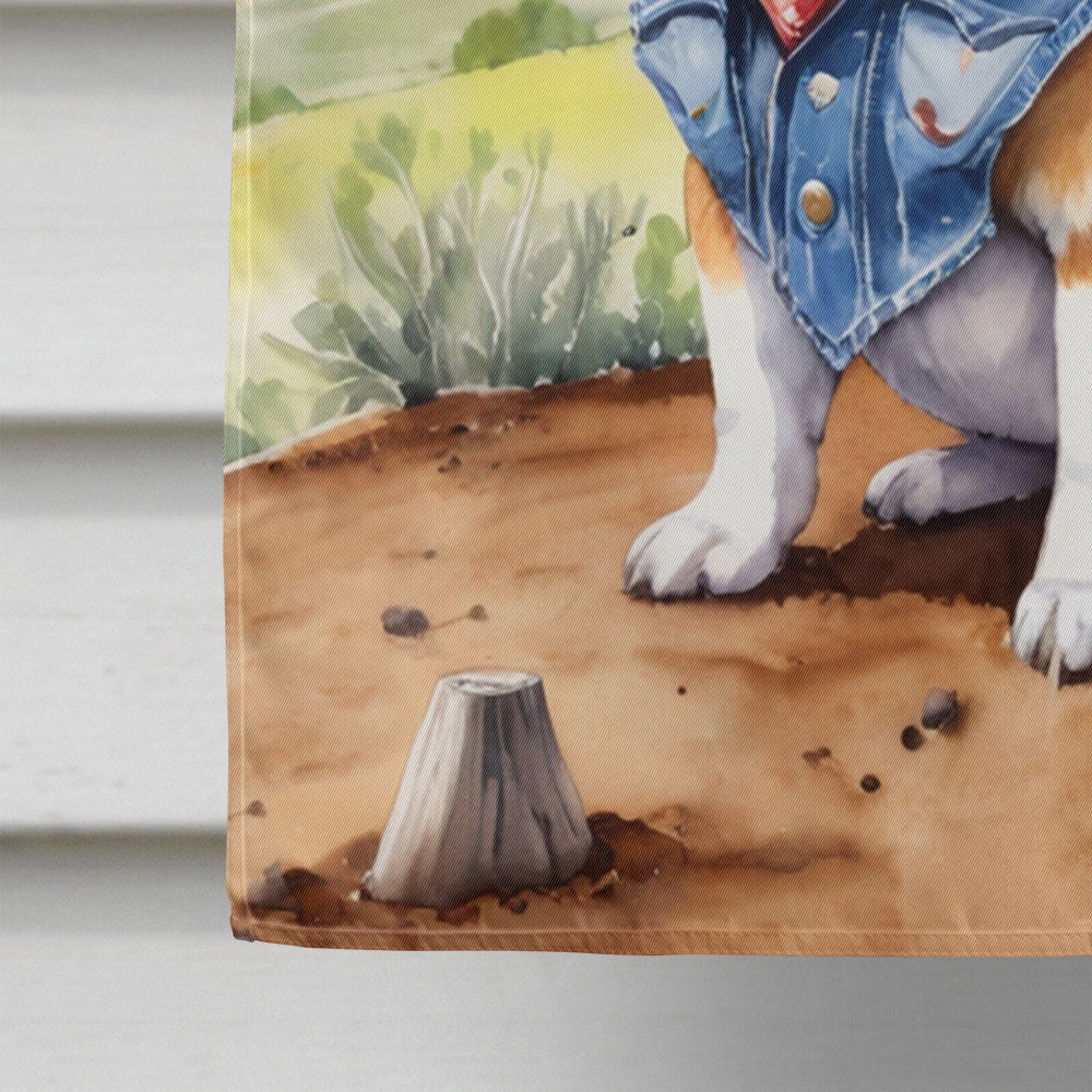 Corgi Cowboy Welcome House Flag