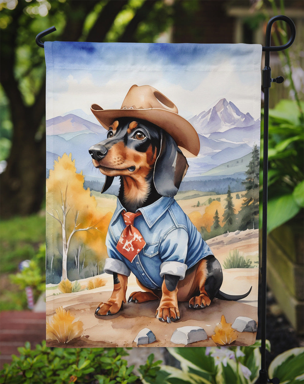 Dachshund Cowboy Welcome Garden Flag