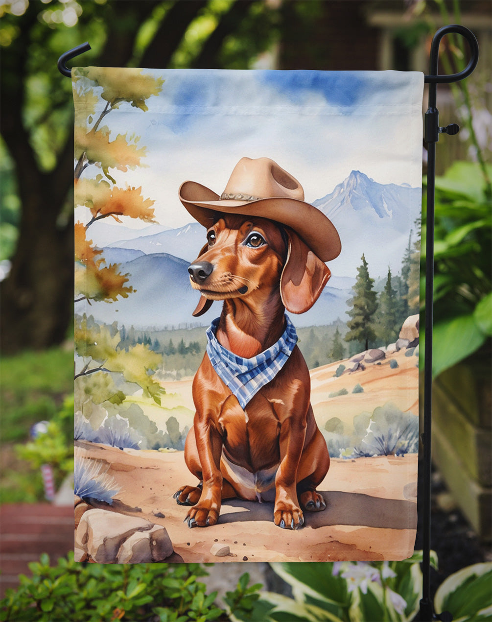 Dachshund Cowboy Welcome Garden Flag