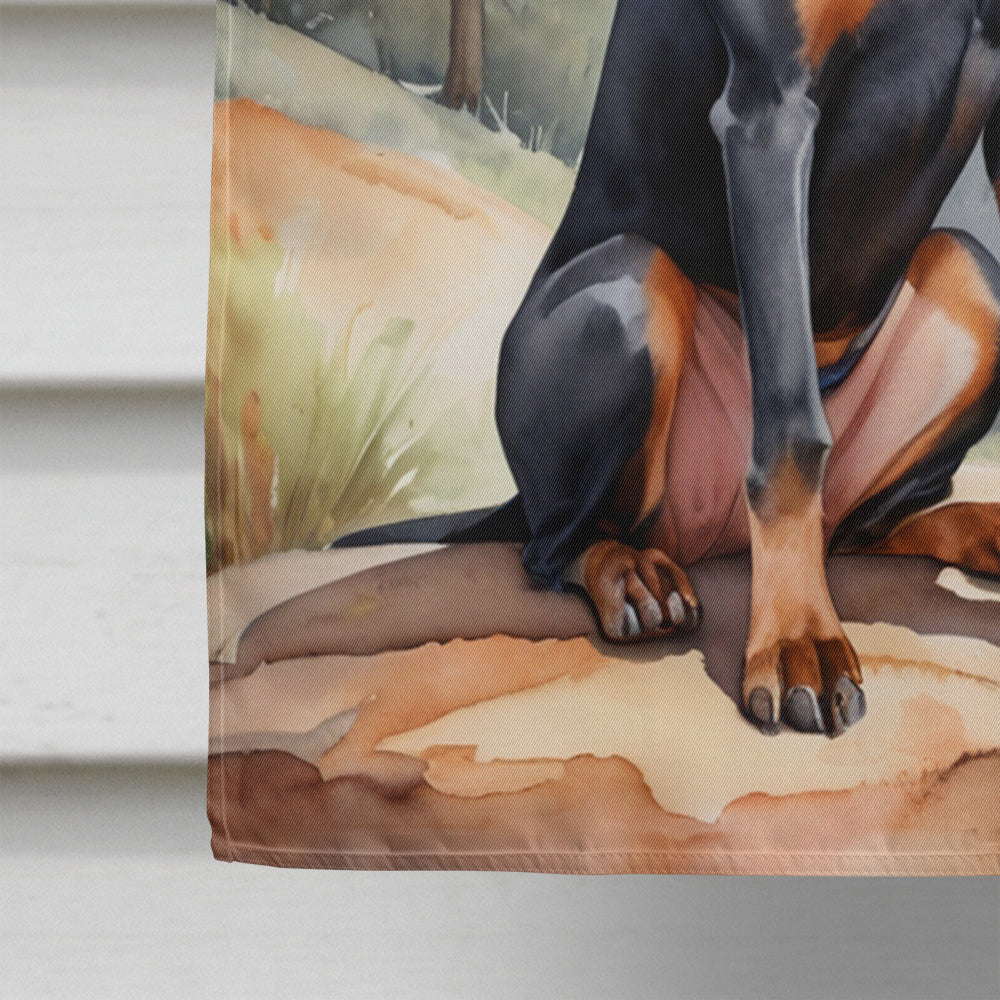 Doberman Pinscher Cowboy Welcome House Flag