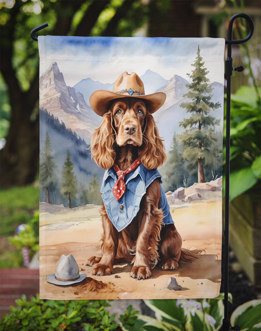 English Cocker Spaniel Cowboy Welcome Garden Flag