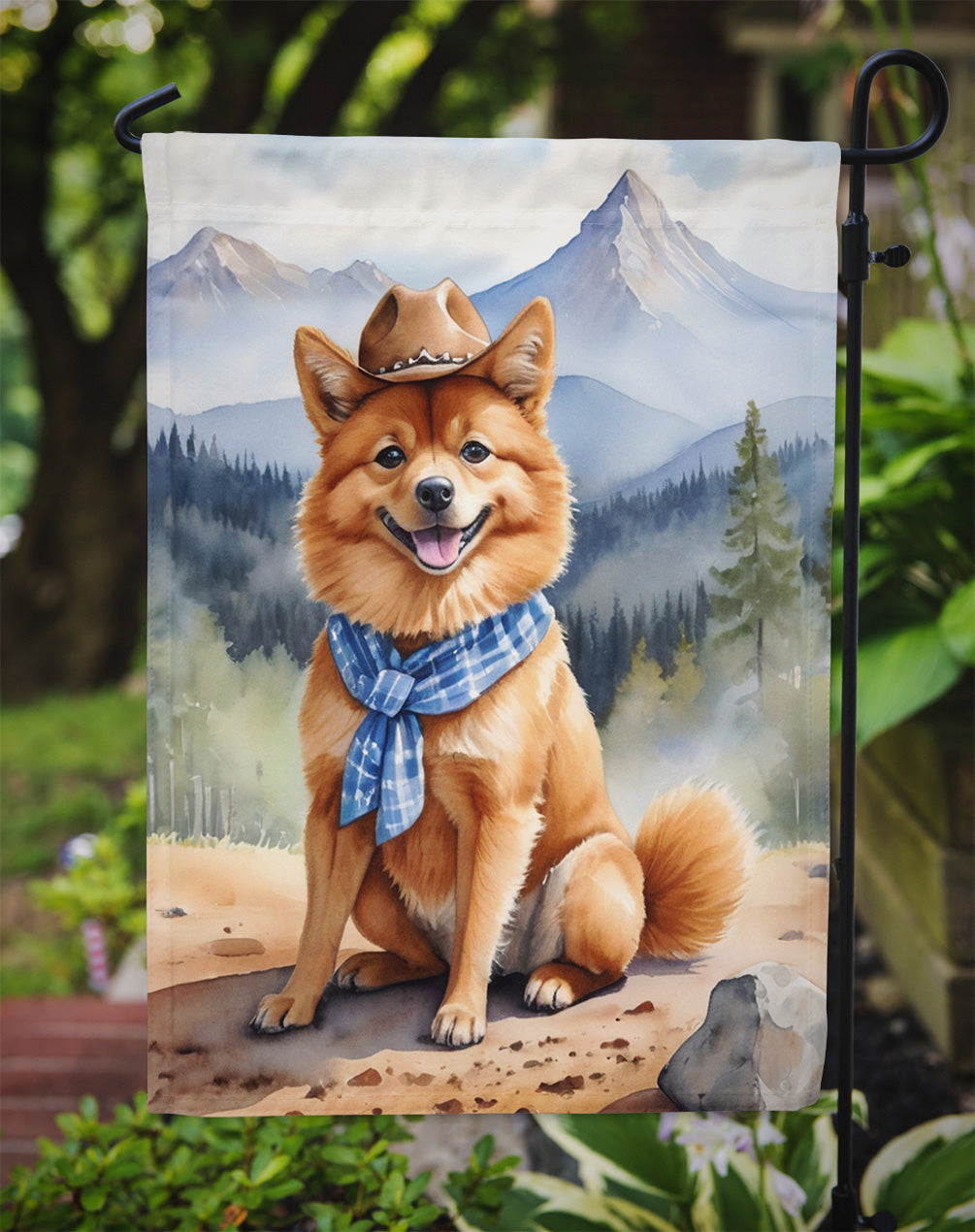 Finnish Spitz Cowboy Welcome Garden Flag