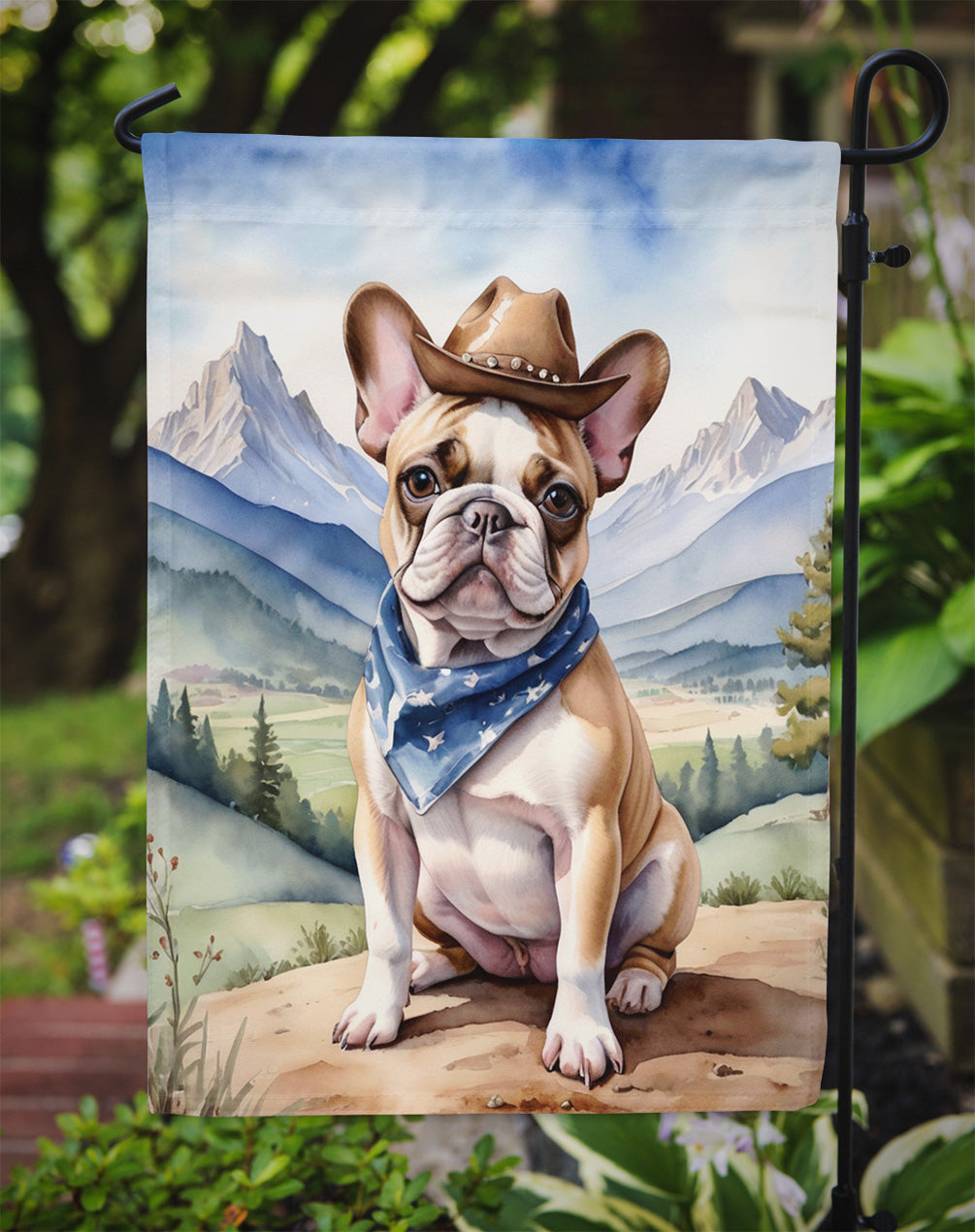 French Bulldog Cowboy Welcome Garden Flag
