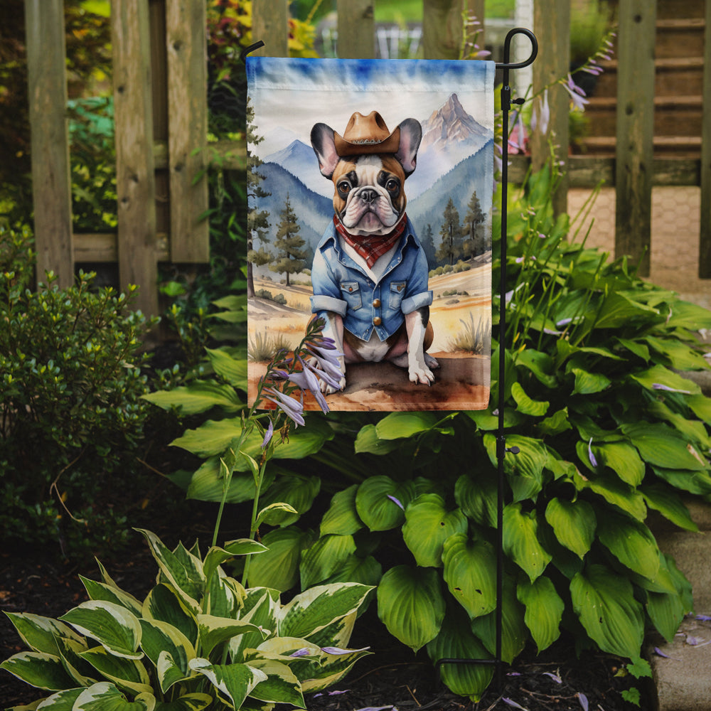 French Bulldog Cowboy Welcome Garden Flag