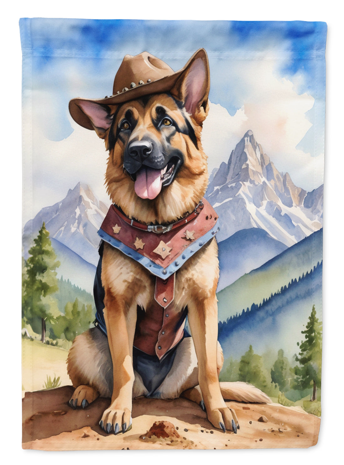 Buy this German Shepherd Cowboy Welcome House Flag