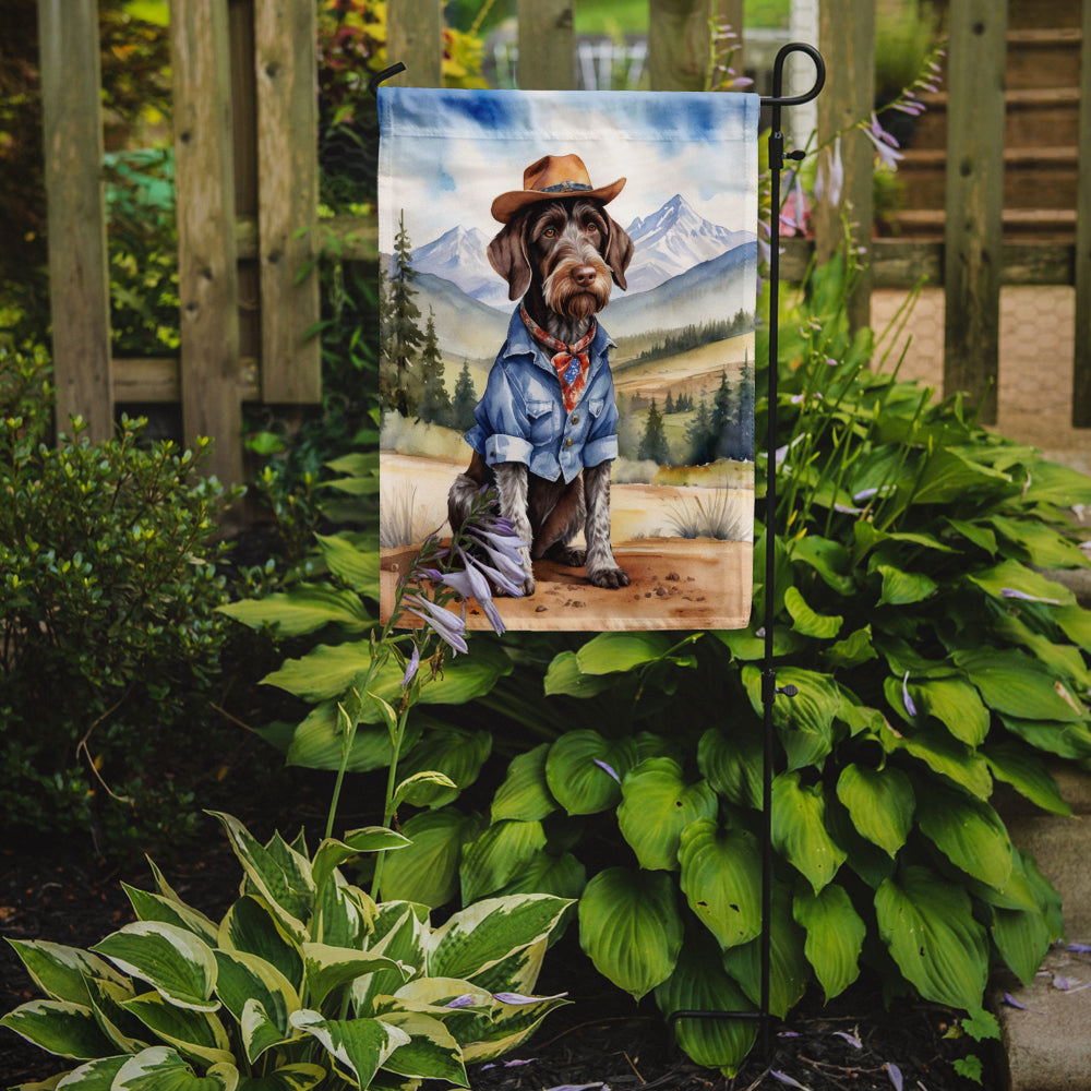 German Wirehaired Pointer Cowboy Welcome Garden Flag