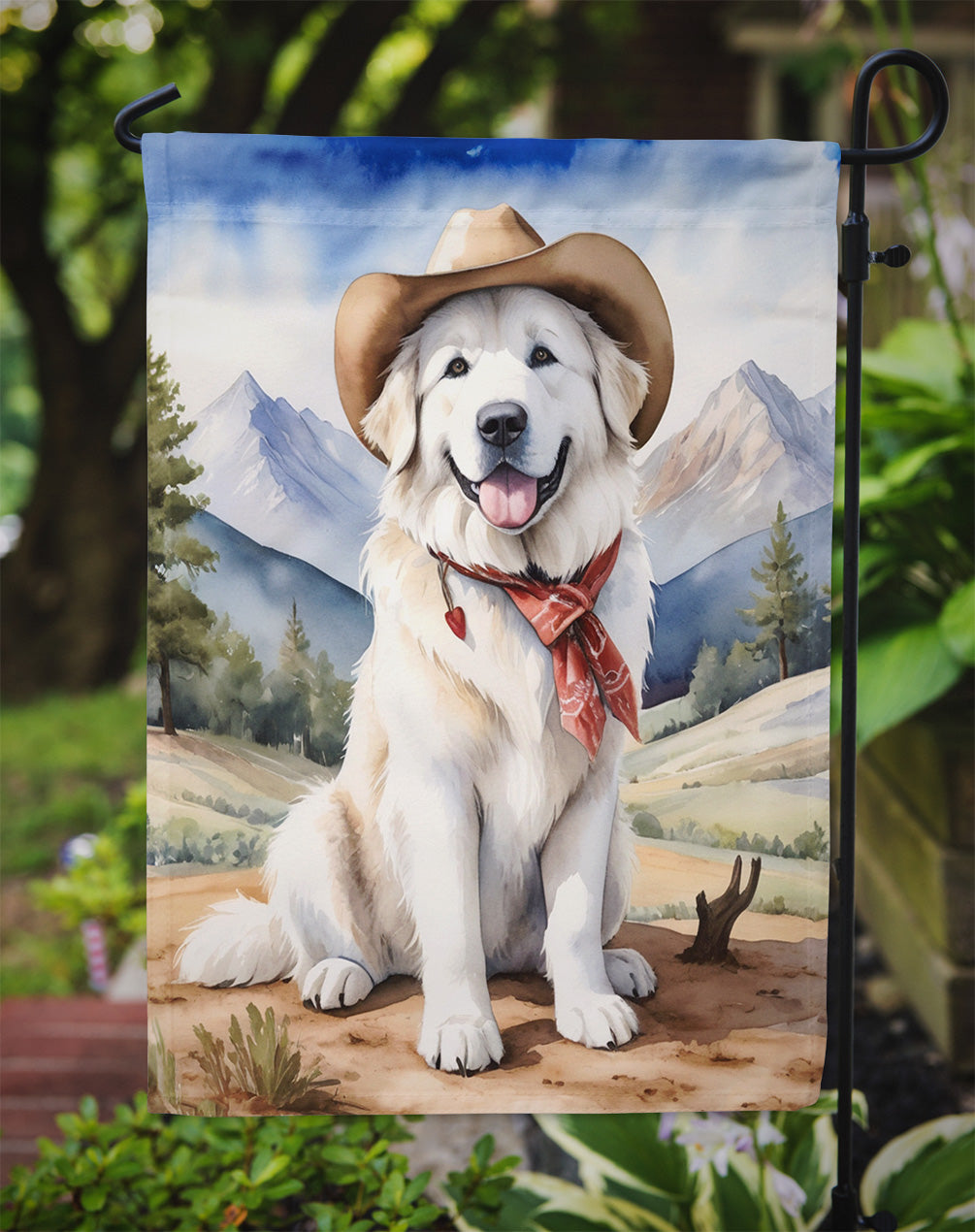 Great Pyrenees Cowboy Welcome Garden Flag