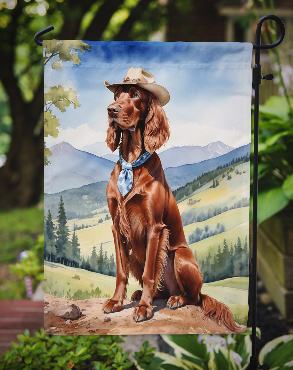 Irish Setter Cowboy Welcome Garden Flag