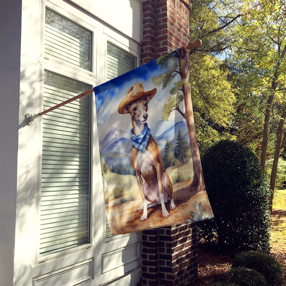 Italian Greyhound Cowboy Welcome House Flag