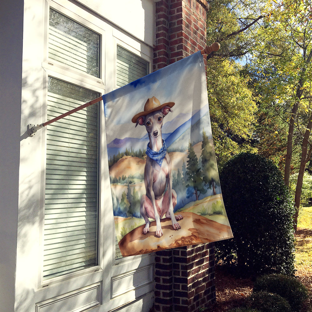 Italian Greyhound Cowboy Welcome House Flag