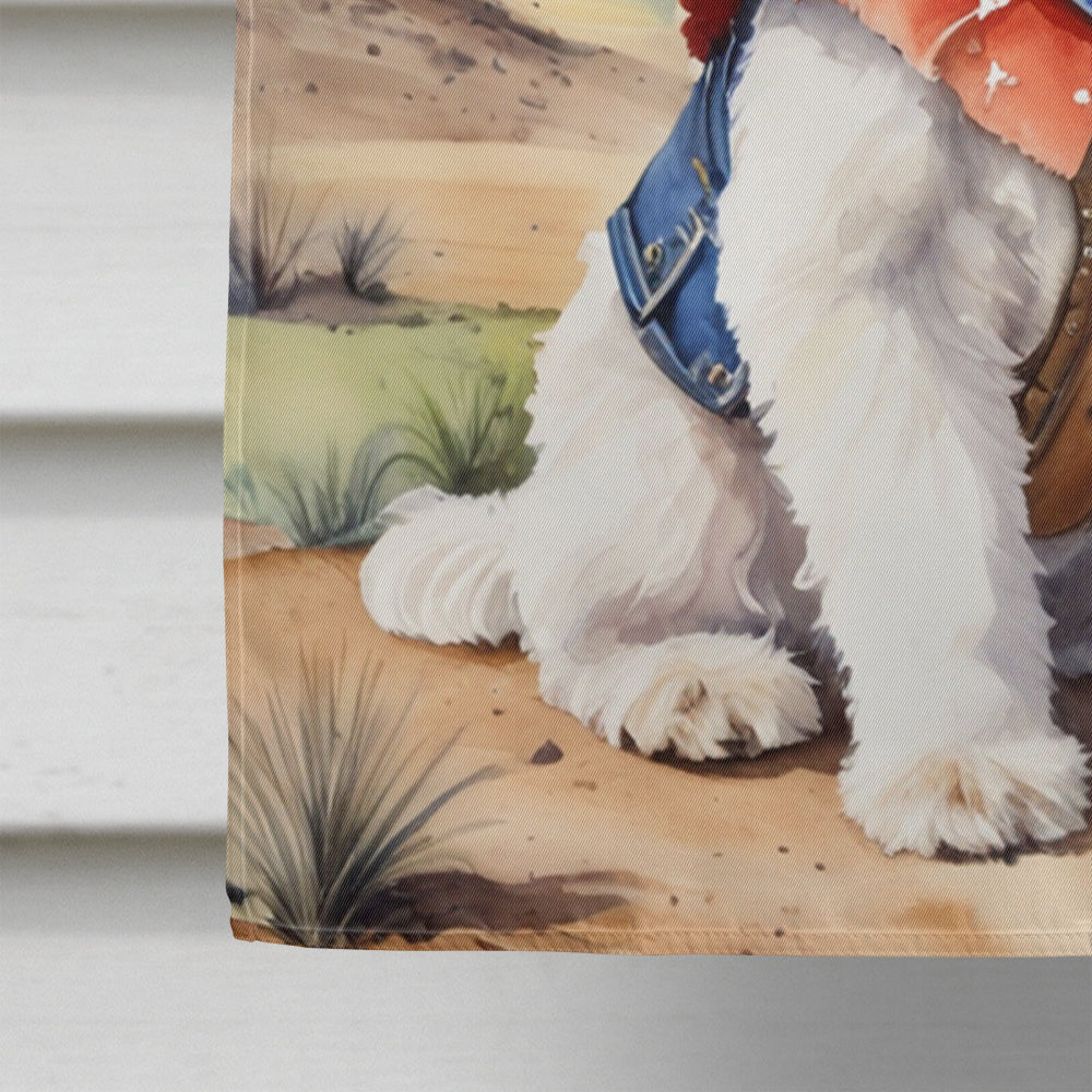 Lhasa Apso Cowboy Welcome House Flag