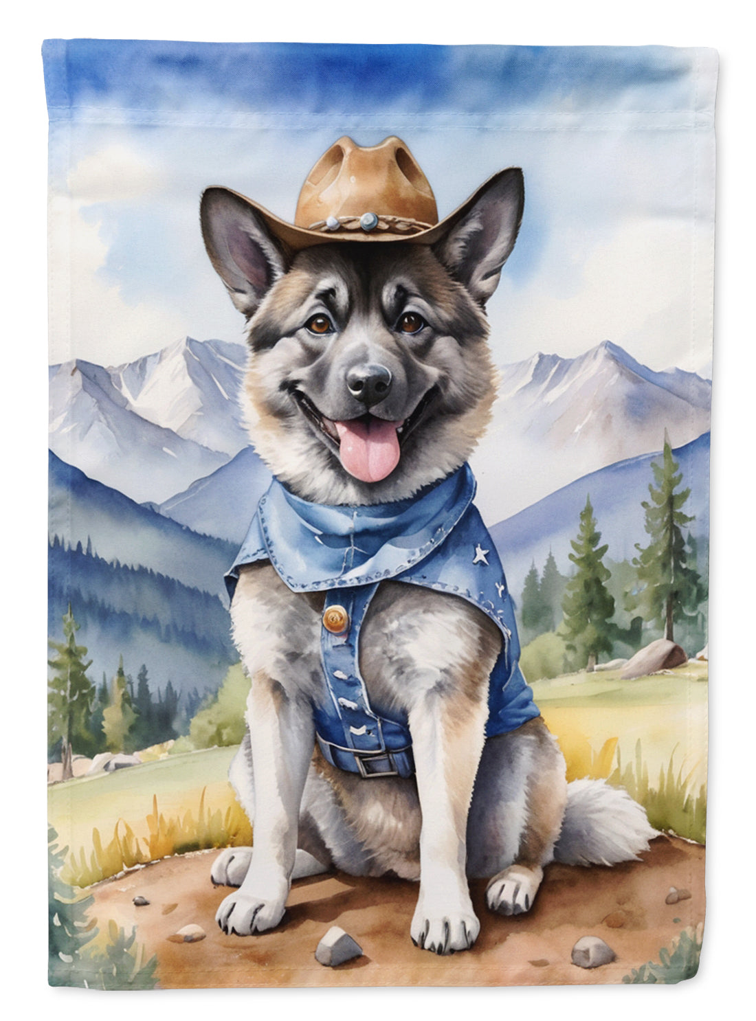 Buy this Norwegian Elkhound Cowboy Welcome Garden Flag