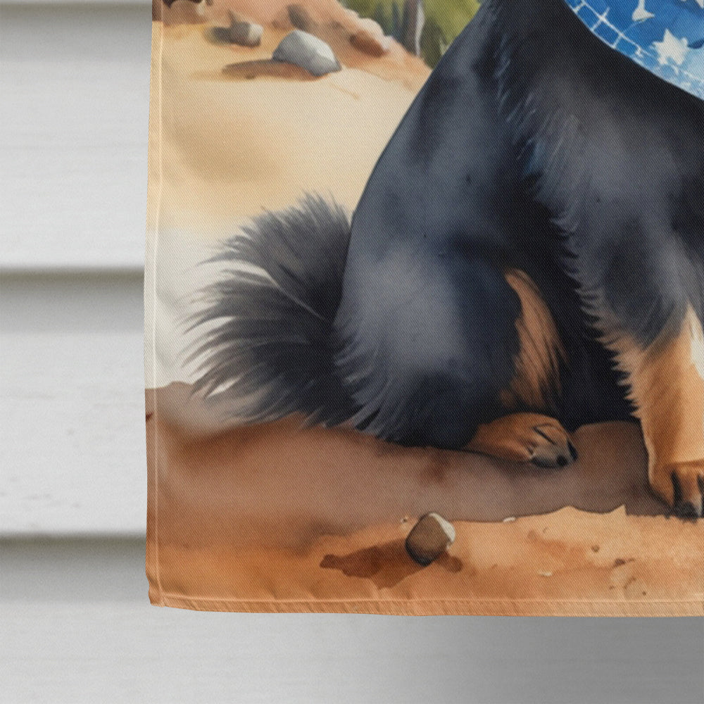 Pomeranian Cowboy Welcome House Flag