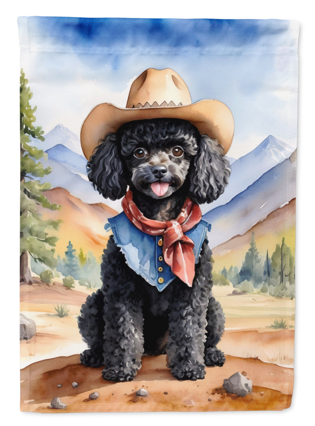 Buy this Black Poodle Cowboy Welcome House Flag